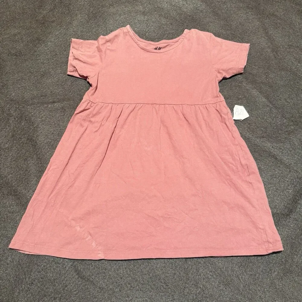 H&M Girls Dress 5T/6 Pink Short Sleeve Kids Youth